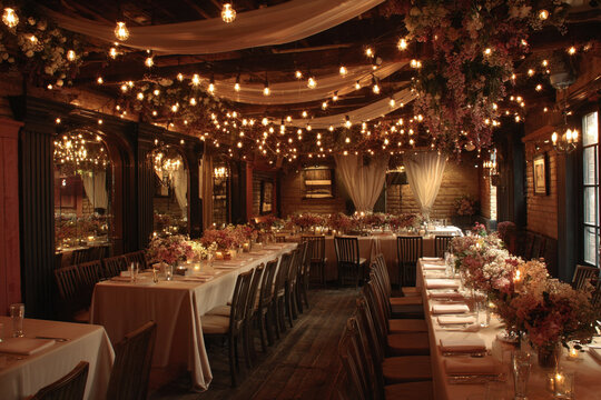 Beautiful indoor intimate wedding reception decor