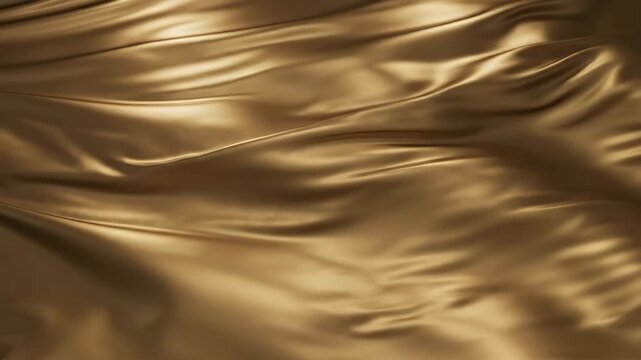 Elegant Golden Silk Waves with luxurious metallic fabric flowing in smooth ripples for high-end fashion backgrounds and premium brand advertising.