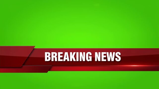 Professional Breaking News Lower Third Red Banner on Green Screen for Broadcast Journalism and Video Editing.