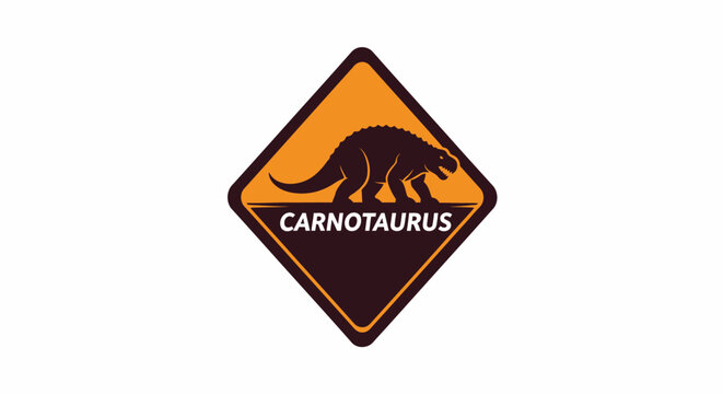 Carnotaurus dinosaur logo on sign.