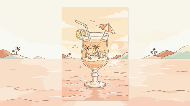 Cocktail with umbrella and fruit.