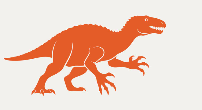 Orange dinosaur standing on ground.