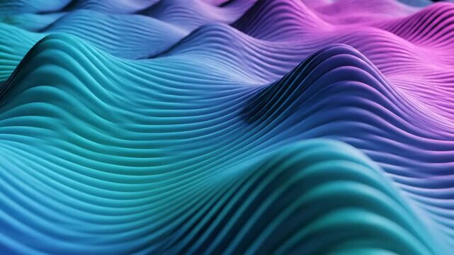 Vibrant Abstract 3D Waves with smooth blue and purple gradient ripples for modern technology backgrounds and creative digital presentations.