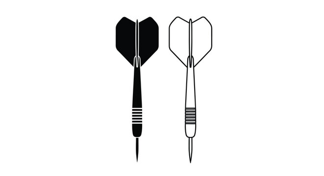 Two darts one black and one white shown in a simple illustration