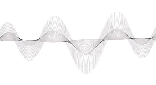 Abstract white line art depicting wavy patterns and sound waves, conveying rhythm and motion