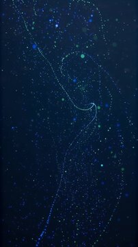 Bioluminescent plankton organisms glowing with cyan emerald phosphorescence creating flowing constellation patterns in dark marine water environment