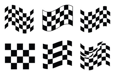 Naklejka premium Collection of Waving and Static Checkered Flags