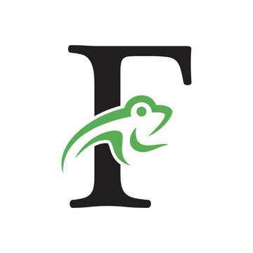 Initial Frog Logo combine with letter F vector template