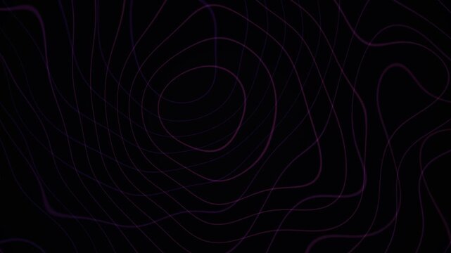 A dark abstract background with a mesmerizing topographic pattern of swirling purple lines on a black surface, creating a hypnotic visual effect with a modern aesthetic.