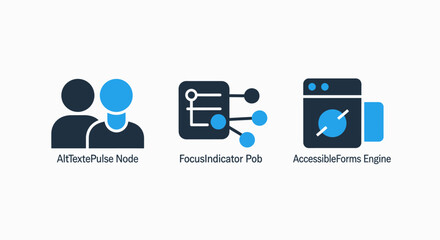 Fototapeta premium Digital infrastructure icons featuring metapulse node fact indicator hub and accelerator engine for high performance computing and data network management