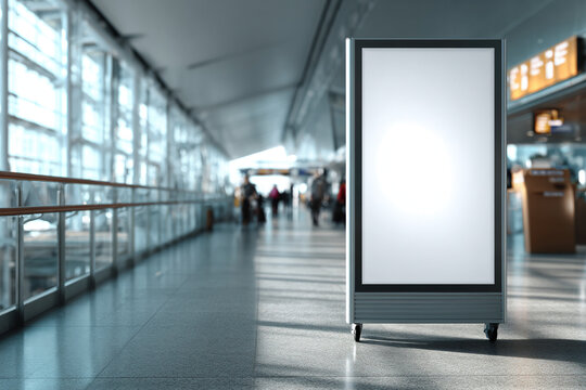 Clean blank space advertorial white color displayed at Luggage trolley inside Airport