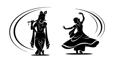 Krishna and radha in traditional indian dance poses © Kapilbiswas