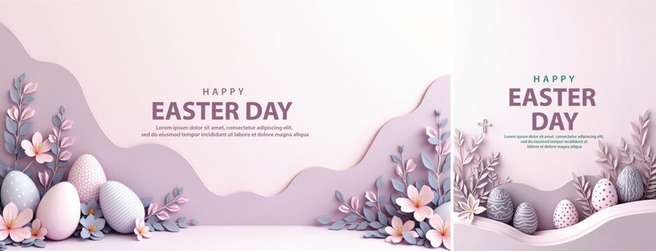 Elegant easter day background, Decorative happy easter day background for website, social media template