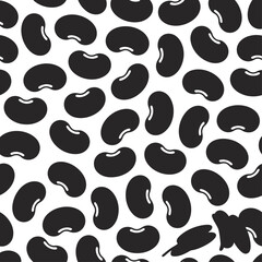 Fototapeta premium Repeating seamless vector pattern of black beans with curved contours