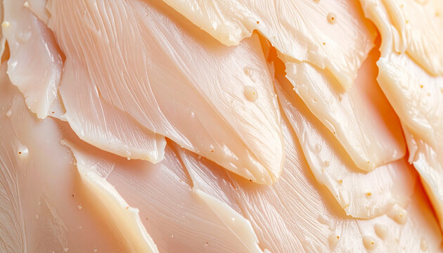Close up of raw chicken breast slices ready for cooking