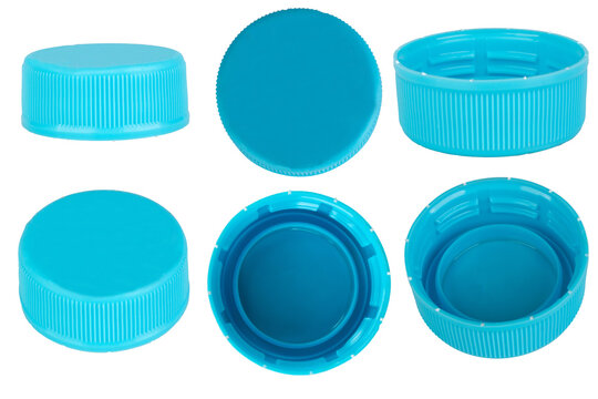 blue plastic bottle cap on white background