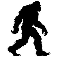 Fototapeta premium Mysterious silhouette of a giant bipedal creature walking upright on two legs