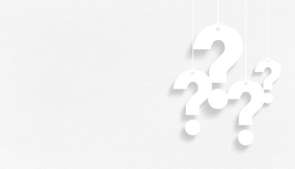 Question mark design with copy space on white background