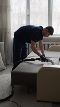 Full Sofa Cleaning. Thorough Couch Sanitization With Advanced Equipment. Comprehensive Sofa Cleaning Process Utilizing Specialized Tools And Systematic Techniques For Spotless Results