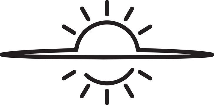 "Sunrise and sunset vector illustration symbolizing balance, duality, energy, light, and positivity"