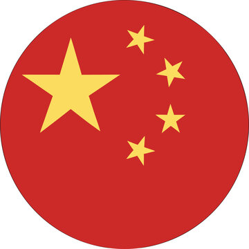 china national flag circular badge icon with golden stars