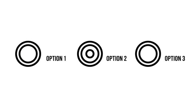 Selection option icons set: visual choices for user interface radio buttons or multiple choice fields