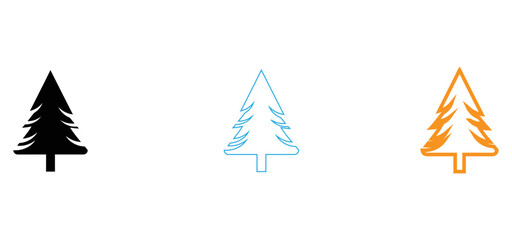 Obraz premium Three pine tree icons in different colors