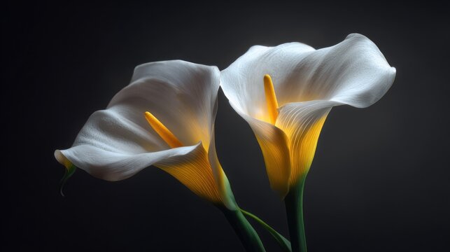 Elegant calla lilies on transparent background