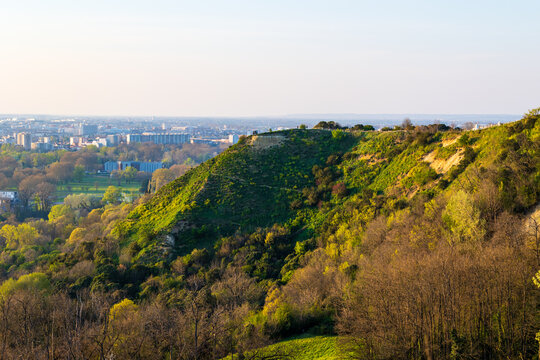 Pech David hill, the highest point of Toulouse, at sunset in spring