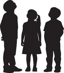 Kids silhouette vector illustration line art isolated on transparent background © MdSaddam