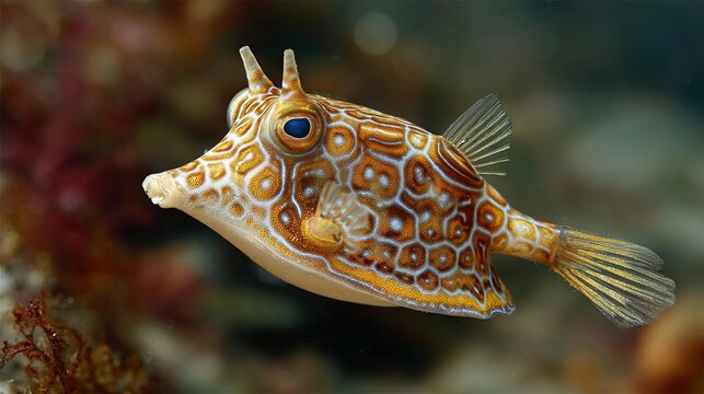 Longhorn cowfish (Lactoria cornuta) &mdash; tropical boxfish with distinctive horn-like protrusions