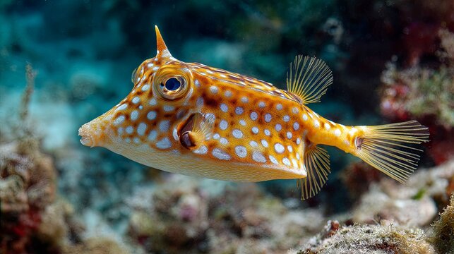 Longhorn cowfish (Lactoria cornuta) &mdash; tropical boxfish with distinctive horn-like protrusions