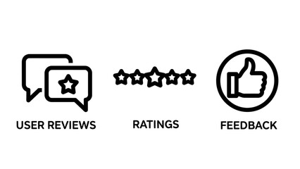 Fototapeta premium Customer feedback icons: user reviews, ratings, and thumbs up for positive sentiment and engagement. business concept for user experience