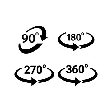 Mathematical Vector Rotation Degrees Indicator Set 90 180 270 360