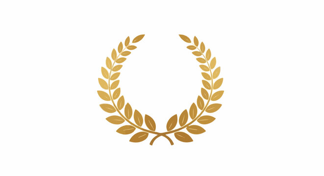 Golden laurel wreath on a white background, symbolizing victory and achievement