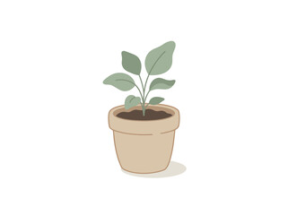Obraz premium A small plant growing in a simple terracotta pot, representing growth and new beginnings in a minimalist style