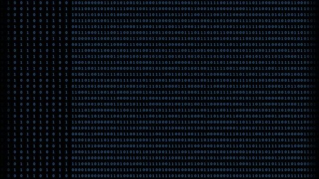 Abstract digital code pattern with glowing binary data on dark background