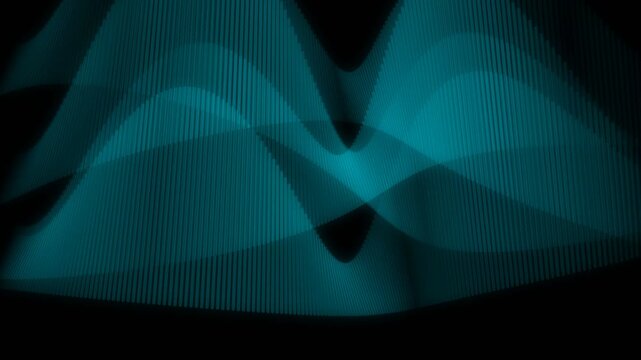 Abstract luminous teal waves creating a mesmerizing digital art pattern on a dark background.