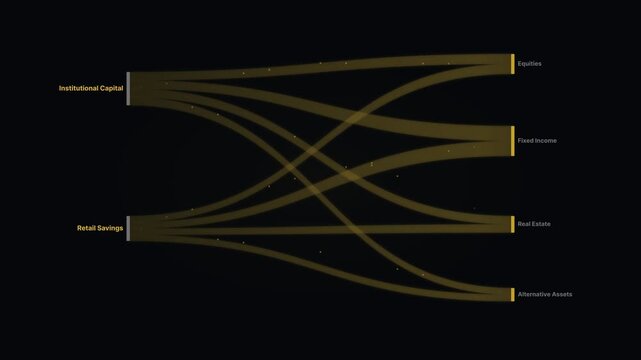 Flow diagram illustrating data connections and analysis on a dark background.