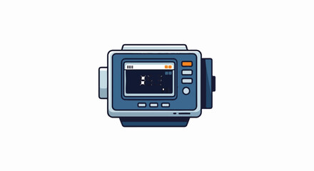 Fototapeta premium A retro digital camera with a small screen displays a simple graphic