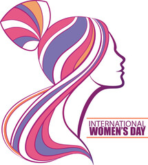 Colorful swirl hair design on woman's profile portrait isolated on transparent background, isolated on white background, Vector, illustration © Mosharof