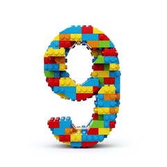Obraz premium Colorful Lego Blocks Forming Number Nine.
