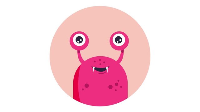Cute pink monster character illustration with big eyes, fangs and eyestalks