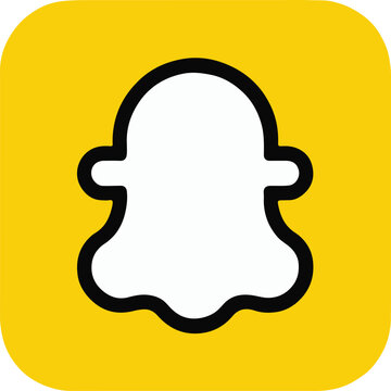 snapchat logo white ghost outline centered on yellow background vector