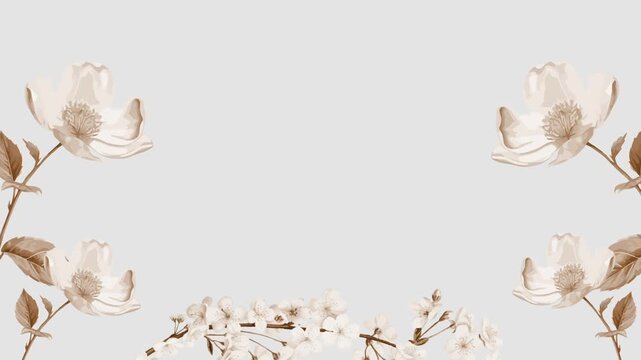 Elegant Autumn Flower Corner Frame Composition for Wedding and Valentine