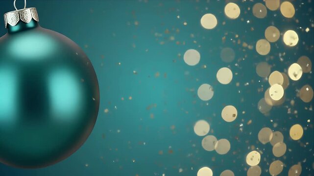 Bokeh Light Orbs Floating in Dark Teal Background with Soft Glow and Blur Effect