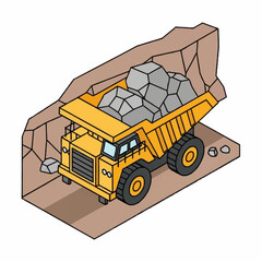 Heavy Duty Mining Dump Truck Loaded with Rocks. © Adi