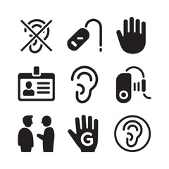 Fototapeta premium Accessibility icons depicting various disabilities and support systems