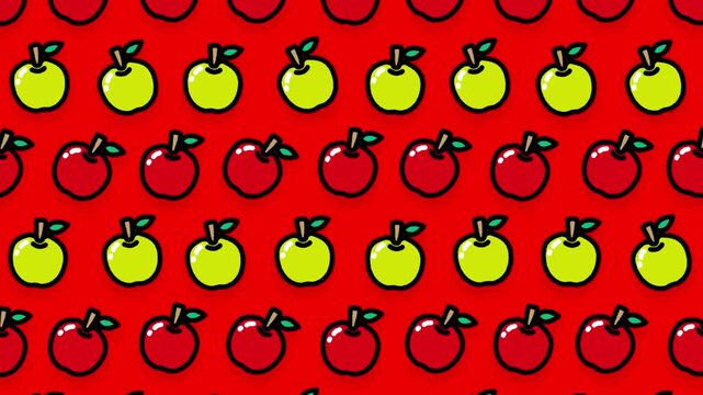 かわいいりんごのシームレスループアニメーション背景