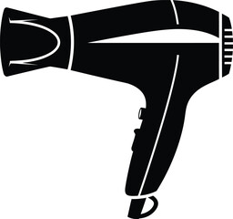 A sleek black hair dryer is displayed in a striking minimalist style silhouette high quality professional © Times Graphic